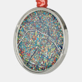 Parijs Frankrijk | Kleurrijke kaart Metalen Ornament (Links)