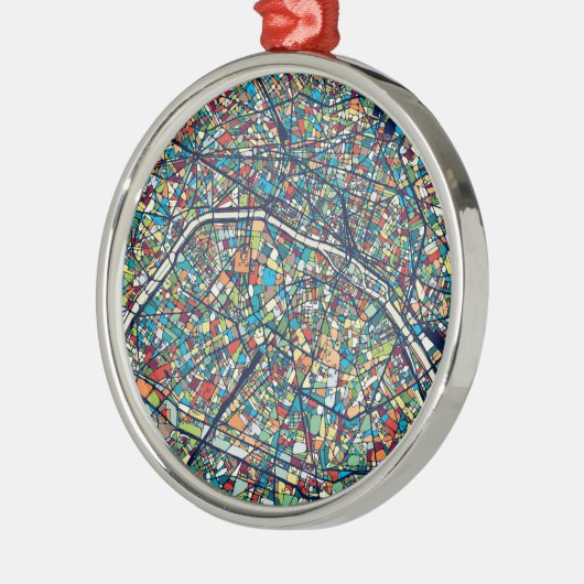 Parijs Frankrijk | Kleurrijke kaart Metalen Ornament (Links)