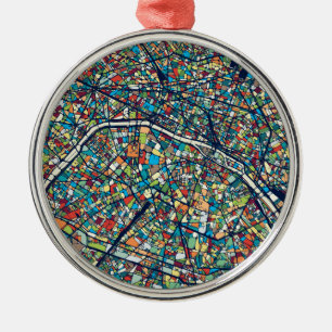 Parijs Frankrijk   Kleurrijke kaart Metalen Ornament
