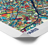 Parijs Frankrijk | Kleurrijke kaart Poster (Hoek)