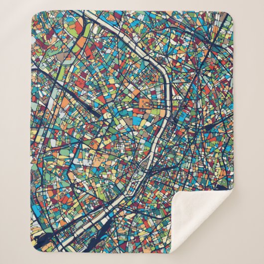 Parijs Frankrijk | Kleurrijke kaart Sherpa Deken (Voorkant)