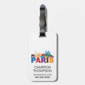 Parijs, Frankrijk | Kleurrijke typografie Bagagelabel (Achterkant verticaal)