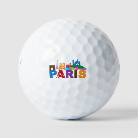 Parijs, Frankrijk | Kleurrijke typografie Golfballen (Voorkant)