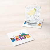 Parijs, Frankrijk | Kleurrijke typografie Kartonnen Onderzetters (Insitu)