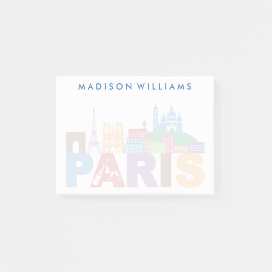 Parijs, Frankrijk | Kleurrijke typografie Post-it® Notes (Voorkant)