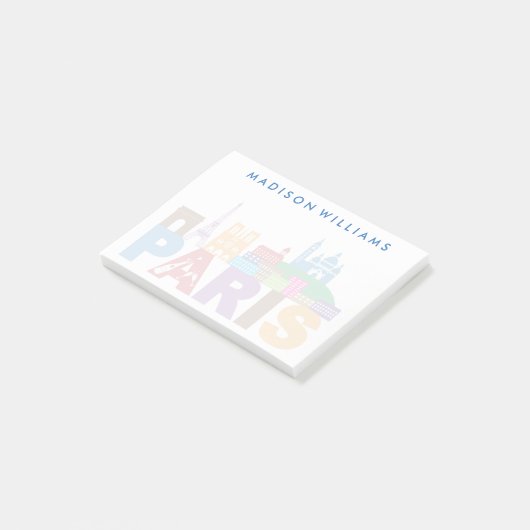 Parijs, Frankrijk | Kleurrijke typografie Post-it® Notes (Schuin)