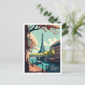 Parijs Frankrijk Kunst vintage reizen Illustratie Briefkaart (Staand voorkant)