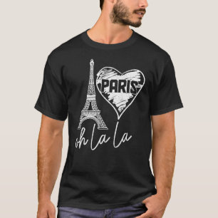 Parijs Frankrijk La La La Eiffel Tower Heart Cute  T-shirt