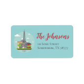 Parijs Frankrijk Landmarks Eiffel Tower Adresetike Etiket (Voorkant)