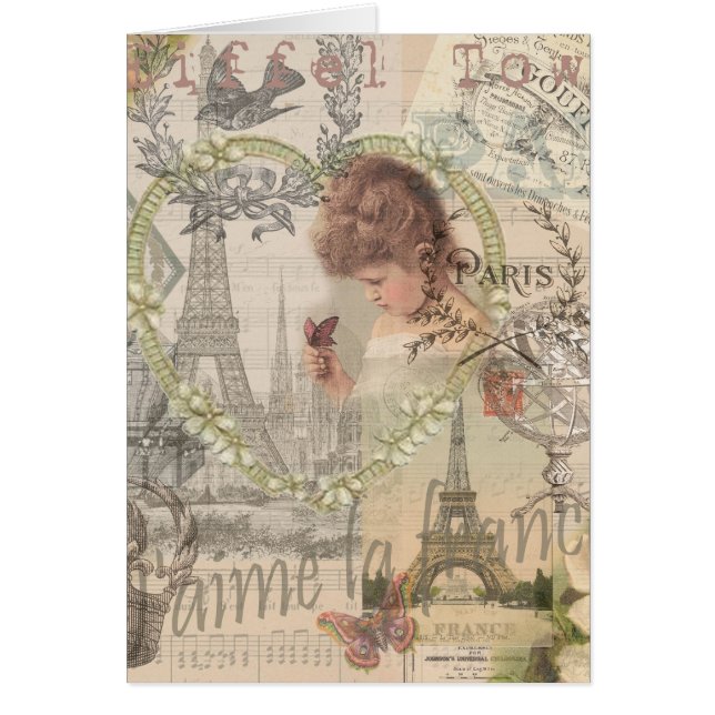 Parijs Frankrijk  meisje Eiffel (Voorkant)