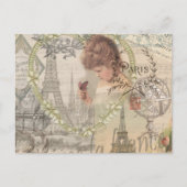 Parijs Frankrijk  meisje Eiffel Briefkaart (Voorkant)