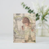 Parijs Frankrijk  meisje Eiffel Briefkaart (Staand voorkant)