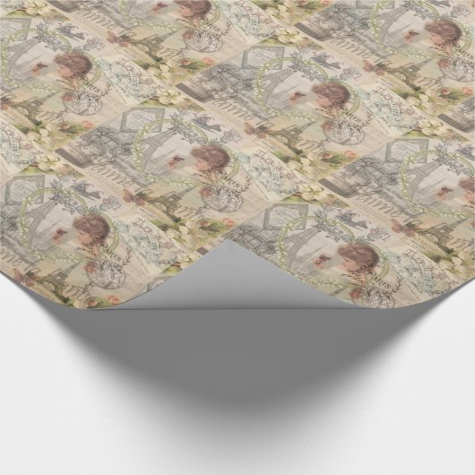 Parijs Frankrijk  meisje Eiffel Cadeaupapier (Hoek)