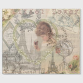 Parijs Frankrijk  meisje Eiffel Cadeaupapier (Vlak)