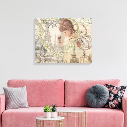 Parijs Frankrijk meisje Eiffel Canvas Afdruk (Insitu (Woonkamer))