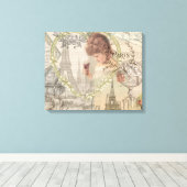 Parijs Frankrijk meisje Eiffel Canvas Afdruk (Insitu (Houten vloer))