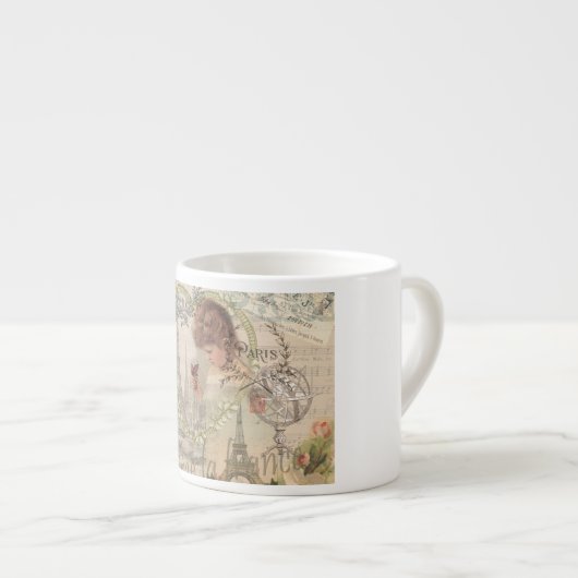 Parijs Frankrijk meisje Eiffel Espresso Kop (Voorkant rechts)