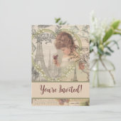 Parijs Frankrijk  meisje Eiffel Kaart (Staand voorkant)