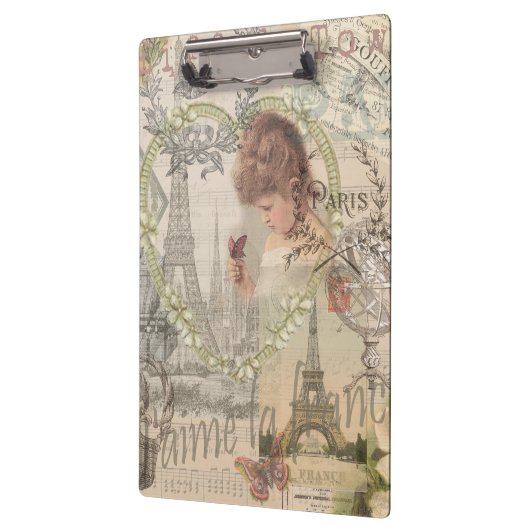 Parijs Frankrijk meisje Eiffel Klembord (Links)