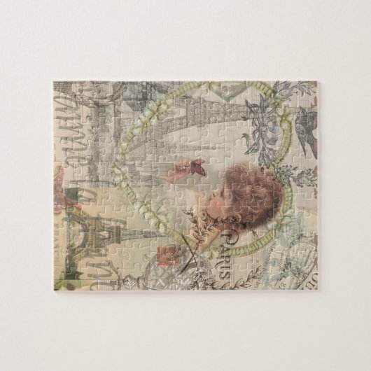 Parijs Frankrijk meisje Eiffel Legpuzzel (Horizontaal)