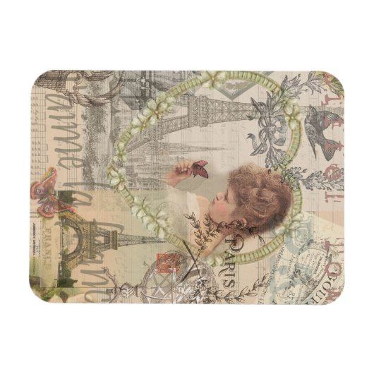 Parijs Frankrijk meisje Eiffel Magneet (Horizontaal)