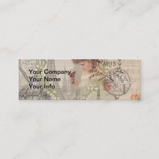 Parijs Frankrijk  meisje Eiffel Mini Visitekaartje (Voorkant)