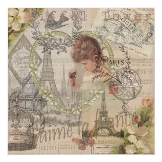 Parijs Frankrijk meisje Eiffel Poster (Voorkant)