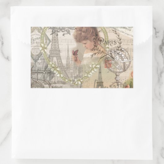 Parijs Frankrijk  meisje Eiffel Rechthoekige Sticker (Tas)