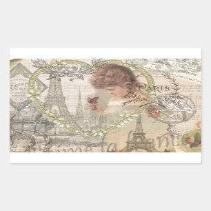 Parijs Frankrijk  meisje Eiffel Rechthoekige Sticker