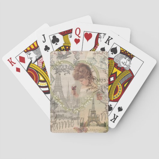 Parijs Frankrijk  meisje Eiffel Speelkaarten (Achterkant)