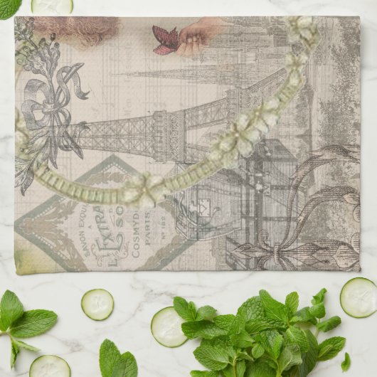 Parijs Frankrijk meisje Eiffel Theedoek (Gevouwen)