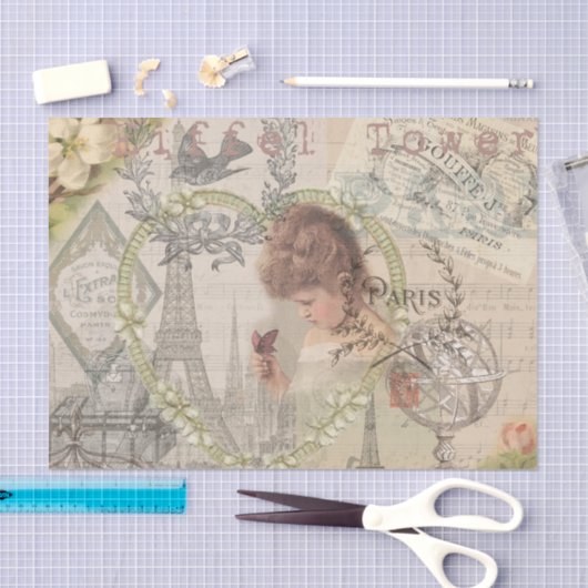 Parijs Frankrijk  meisje Eiffel Tissuepapier (Craft)