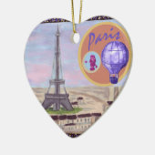 Parijs Frankrijk met Eiffel Tower Pink Poodle en h Keramisch Ornament (Links)