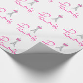 Parijs-Frankrijk-met-roze-bow Cadeaupapier (Hoek)