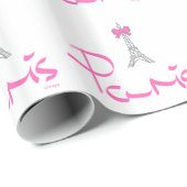 Parijs-Frankrijk-met-roze-bow Cadeaupapier (Rol Hoek)