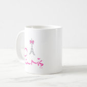 Parijs-Frankrijk-met-roze-bow Koffiemok (Voorkant links)