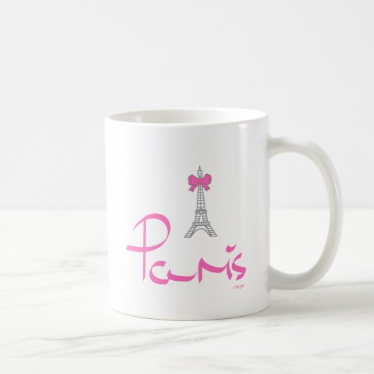 Parijs-Frankrijk-met-roze-bow Koffiemok (Rechts)