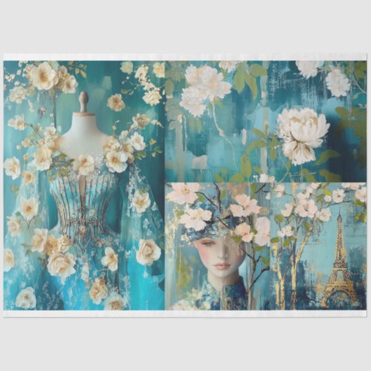  Parijs Frankrijk Mode Collage Decoupage Tissuepapier (Voorkant)