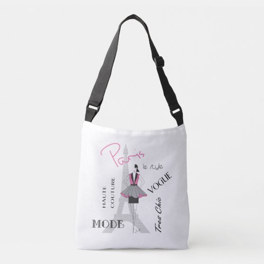 Parijs, Frankrijk, Mode Eiffel Tower, Crossbody Tas (Voorkant)