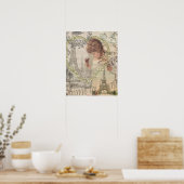 Parijs Frankrijk Mooie Meisje Zachte Eiffeltoren Poster (Keuken)