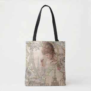 Parijs Frankrijk Mooie Meisje Zachte Eiffeltoren Tote Bag