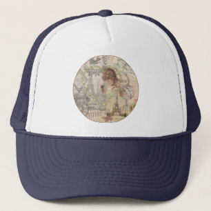 Parijs Frankrijk Mooie Meisje Zachte Eiffeltoren Trucker Pet