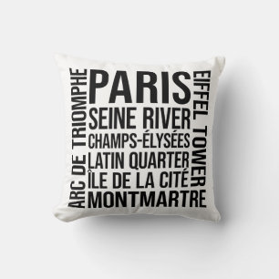 Parijs, Frankrijk oriëntatiepunten Typografie Word Kussen