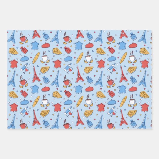 Parijs Frankrijk — Reeks verpakkingspapier van 3 Inpakpapier Vel (Voorkant 3)