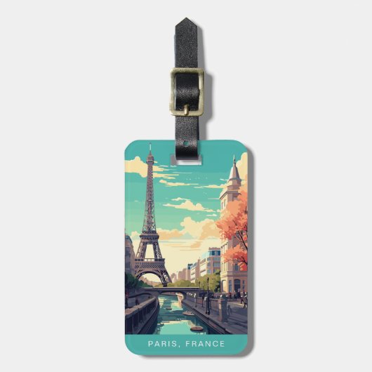 Parijs Frankrijk Reis Bagage Label (Voorkant verticaal)