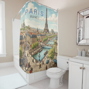 Parijs Frankrijk Reis Kunst Vintage Douchegordijn