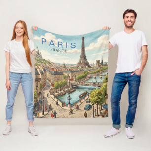 Parijs Frankrijk Reis Kunst Vintage Fleece Deken