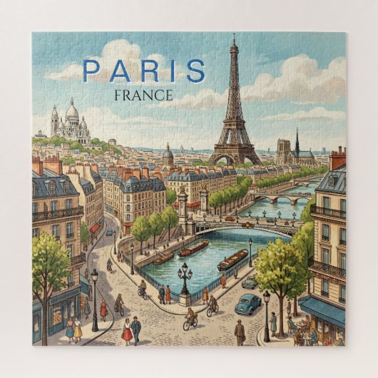 Parijs Frankrijk Reis Kunst Vintage Legpuzzel (Verticaal)