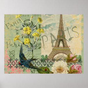 Parijs Frankrijk Reis Vintage Antieke Kunst Schild Poster