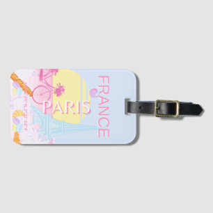 Parijs, Frankrijk, Reiskunst, Preppy, Blauw Bagagelabel